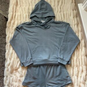 Blue Hoodie and Shorts Set
